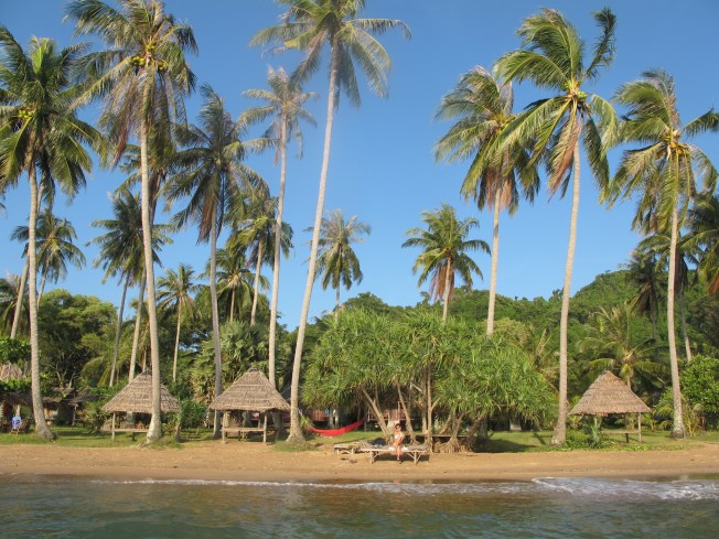 Tavşan Adası'nda yerleşim yeri olan sahil şeridi. En arkada, kaldığımız bungalovlar görülebilir. Tavşan Adası'nda yerleşim yeri olan sahil şeridi. En arkada, kaldığımız bungalovlar görülebilir.