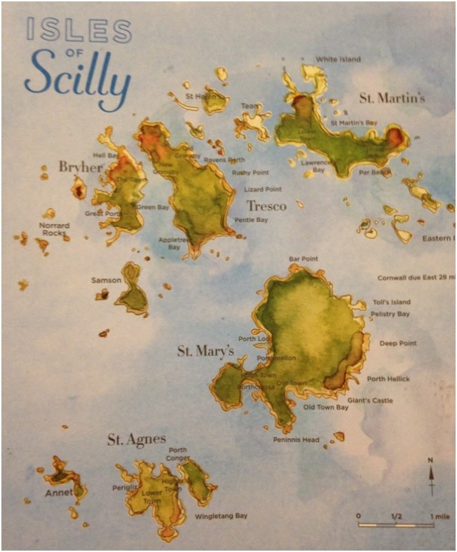 St. Mary 5 tane büyük adadan oluşan Isles of Scilly’nin en büyük adası. Diğer adalar: St. Agnes – Tresco – Bryher ve St Martin’s. 